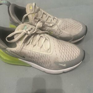 Nike Air Max 270 Light Gray and Neon Green Sneakers
